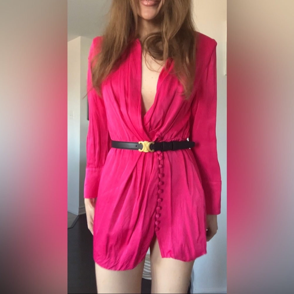 Pink shoulder pads dress - Picture 3 of 14